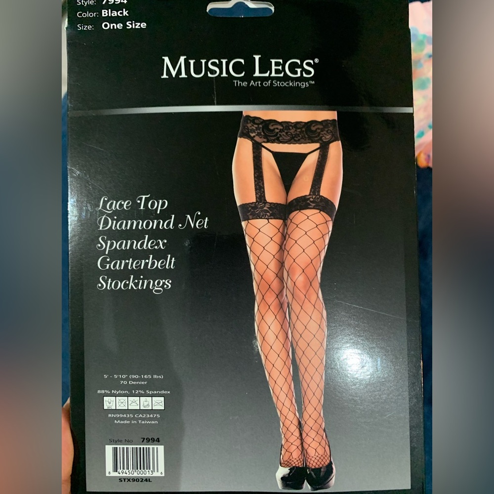 Fishnet / Diamond Lace Garter Top Stockings. Rave wear